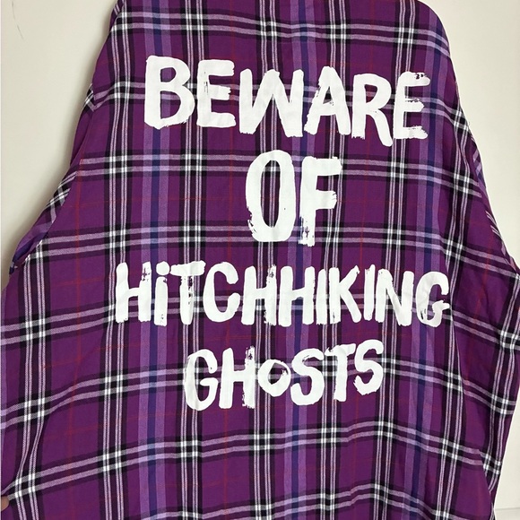 Cakeworthy NWOT Haunted Mansion Hitchhiking Ghost Plaid Button Up Shirt  4X - Picture 10 of 11